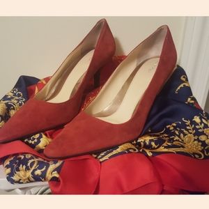 Calvin Klein Red Suede Pumps. Sz. 10M